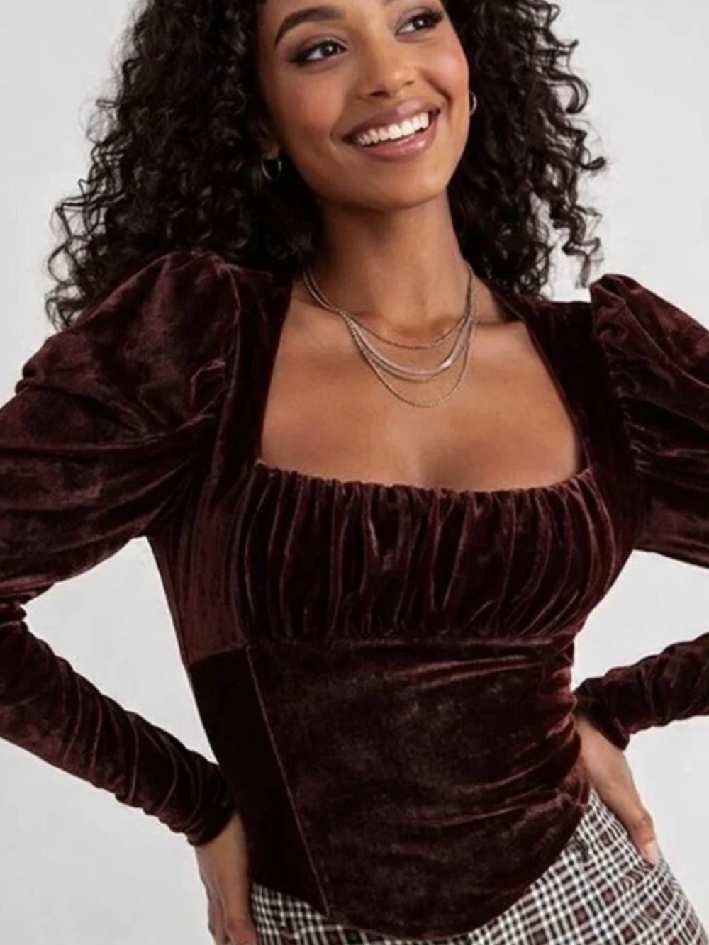 Brown Velvet Free People Longsleeve Top